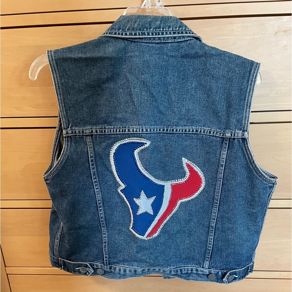 Houston Texans football handmade bling jean vest. size M